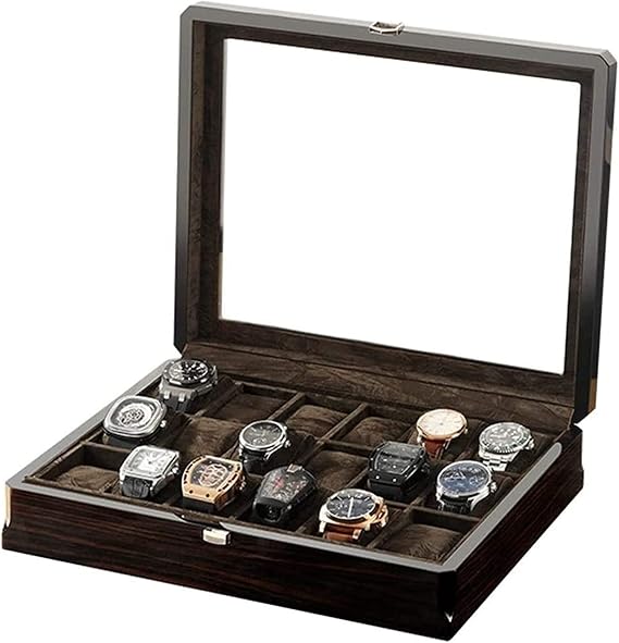 18 Slots Watch Box Wooden Wrist Watch Men Storage Box Clock/Watch Display Case Convenient Watch Organizer (Color : B)