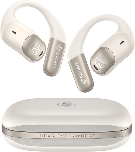 Open Ear Earbuds, Open Ear Headphones, Running Earbuds Wireless, Headphones Bluetooth Wireless 5.4, Noise Cancelling Earbuds 60H Playtime, IPX5 Waterproof Earphones For Workout, Running, Sport (White)