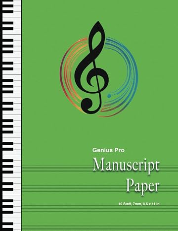 Manuscript Paper Notebook, 10 Staff, Lime Green: 8.5 x 11 Blank Sheet Music by Genius Pro