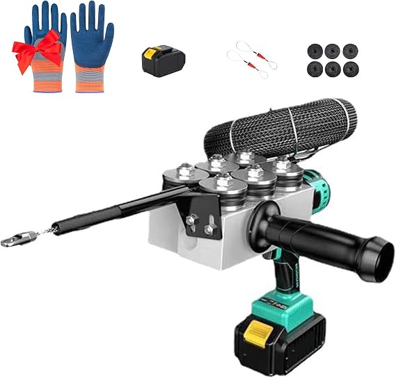 Automatic Wire Stringing Machine, 50M/Min Cordless Stringing Machine, Wire Threading Tool with Gloves, Hidden Cable Pulling Machine, Electric Threading Machine for Construction Hydropower(Section 15 b
