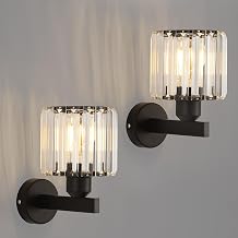 ANWIO Black Wall Lights,Bedroom Wall Lights,Wall Light for Living Room,E27 Wall Sconce Lights,Morden Crystal Wall Ceiling Light,Indoor Crystal Wall lamp(2 PCS,E27 Base,NO Bulbs)