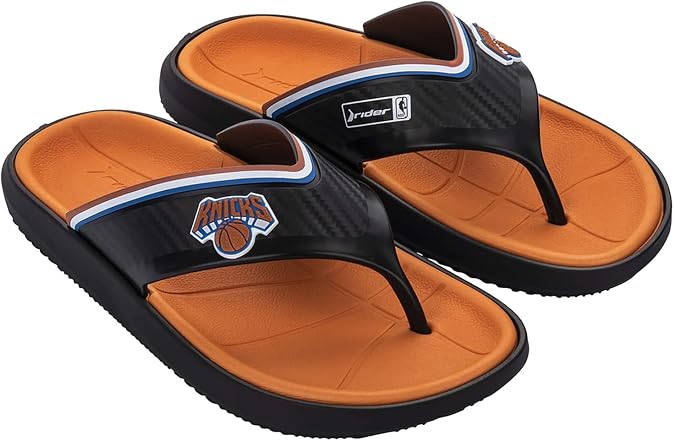 Rider Block NBA Athletic Flip-Flops for Men, NY Knicks, 10