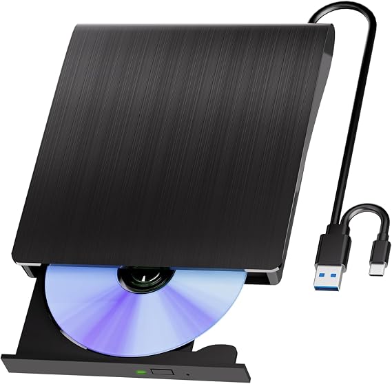 Yaeonku Plug&Play External Blu-ray Drives for PC, Portable Blu Ray Burner | Dual Ports High-speed External Blu Ray Drive Suitable for a Variety of Scenarios, Blu Ray Player for Laptop Windows Mac OS