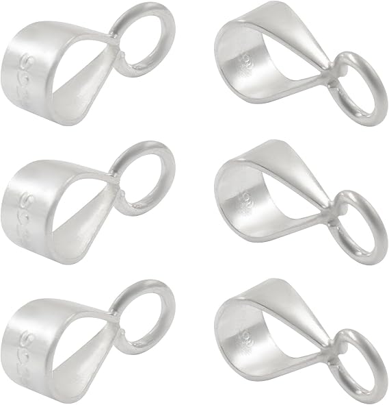6Pcs 925 Sterling Silver Slider Pendant Clasp, Silver