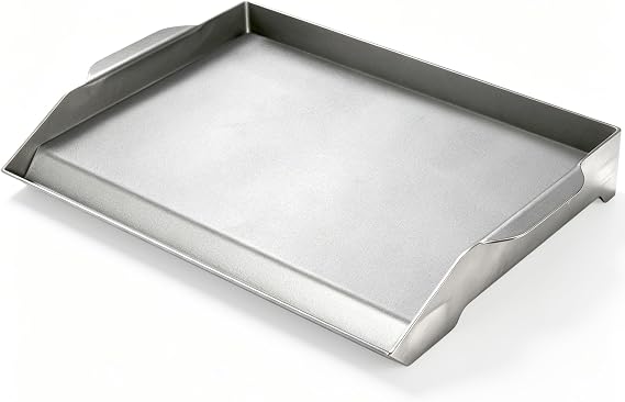 Cast Iron Griddle for Gas Grill, 17" x 13" Universal Flat Top Grill Plate, Small Stove Top Griddle Pan with High Sidewalls, Grease Trough & Handles, Fits Weber Char-Broil Nexgrill Grill Camp Stove BBQ