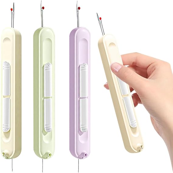 Pack of 6 2-in-1 Needle Threading Machine 2-in-1 Seam Cutting Tool Threader with Retractable Needle Threader Needle Threader Tool for Sewing Machine Suitable for Hand Sewing Knitting