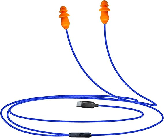 KR10C Work Earbuds, 27dB NRR, USB Type C Wired Headphones with in-line Control and Mic, Noise Reduction for Work Construction, Lawn Mowing