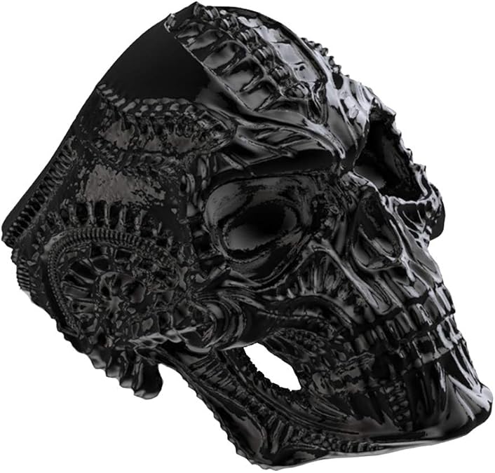 New Mens Stainless Steel Skull Head Ring Punk Skeleton Biker Band Vintage Silver Black Jewelry