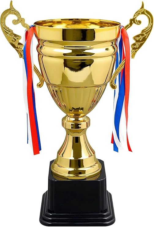 MSYU Large Gold Trophy Cup for Sports Tournaments, 38CM Metal Gold Trophies Party Favors, First Place Winner Award Trophies Cup for Soccer Football League Match Trophy (Gold, 15in)