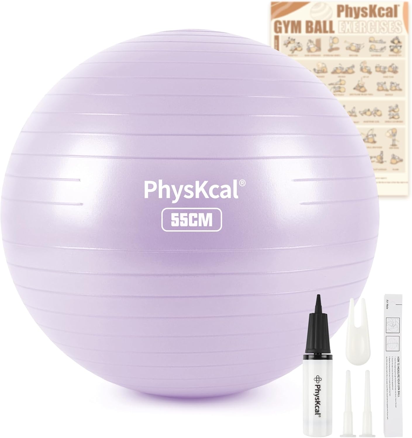 Gym Ball 55-85cm Exercise Swiss Ball for Fitness Yoga Pilates Pregnancy, Anti Burst Ball Chair for Balance, Stability, Quick Pump Included