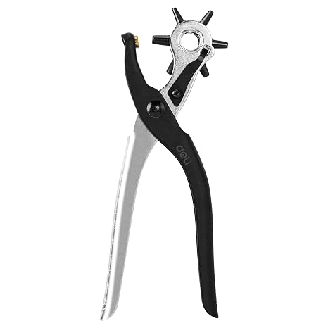 Deli 9" Leather Hole Punch Tool Heavy Duty Rotary Belt Hole Puncher & Leather Punch Tool for Belts, Watch Bands, Dog Collars, Saddles, Shoes, Fabric, DIY Crafts