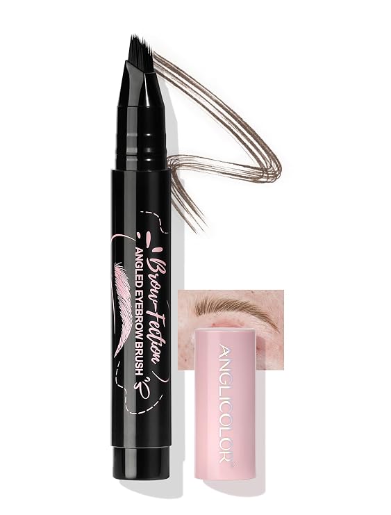 Anglicolor Eyebrow Brush Pen, Microblading Eyebrow Pencils for Women | Angled Brow Brush, Long-Lasting, Waterproof, Smudge-Proof Natural Brow Pen To Hair-Like Strokes (01 Brown)