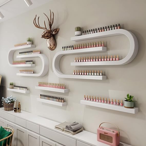 Wall Mounted Shelf, U-Shaped Nail Polish & Essential Oil Display Rack, Multifunctional Organizer for Salon & Beauty Use, 8-Piece Set, Perfect for Perfume Storage