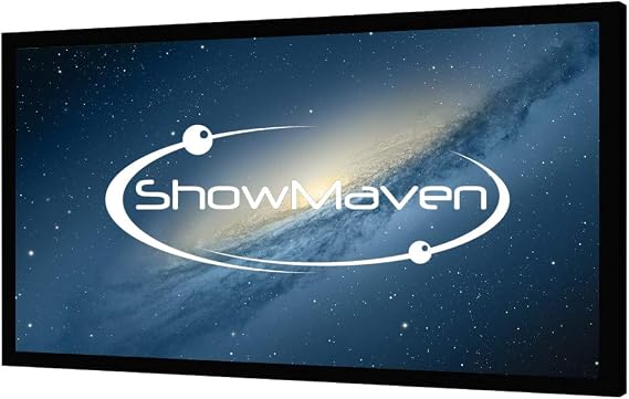ShowMaven 100in Fixed Frame Projector Screen, Diagonal 16:9, Active 3D 4K Ultra HD Projector Screen for Home Theater or Office (16:9, 100")