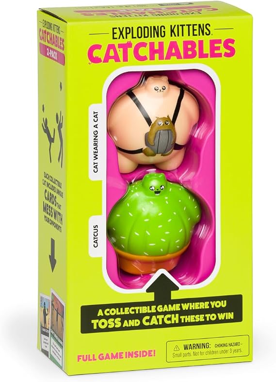 Exploding Kittens Catchables #2: Cat Wearing A Cat & Catcus, Collectible Toy Tossing Games - Family, Adult, Fun Game, Party & Travel Card Games for Adults & Kids Ages 8+