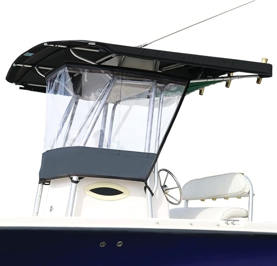 Oceansouth Universal T-Top Enclosure Spray Shield | Clear Wrap Around Weather Protection for Center Console Boats | Consoles Over 27 Wide