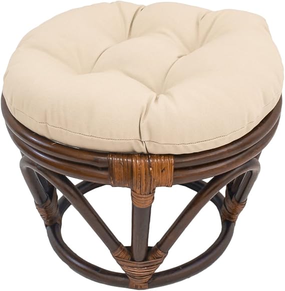 International Caravan Furniture Piece Rattan Footstool with Twill Cushion