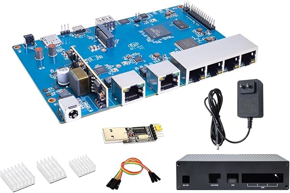 Banana Pi BPI-RV2 RISC-V Open Source Gateway Router Board OpenWRT - 1x 2.5G WAN 5X Gigabit LAN - 512MB DDR3 RAM - with Quad-core RSIC-V CPU NPU Accelerater for Enterprise & Industrial (POE KIT2)