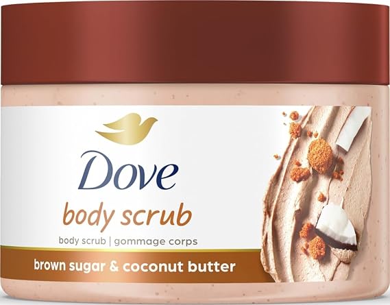 Dove Scrub Brown Sugar & Coconut Butter For Silky Smooth Skin Body Scrub Exfoliates & Restores Skin's Natural Nutrients 10.5 oz