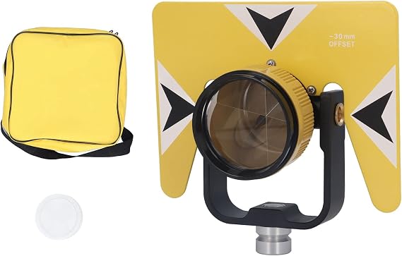 Total Station, Surveying Prism Yellow Optical Glass Land Surveying Equipment Surveying Equipment Glass Prism with Storage Bag Compatible with SOKKIA 5/8in X 11 Female