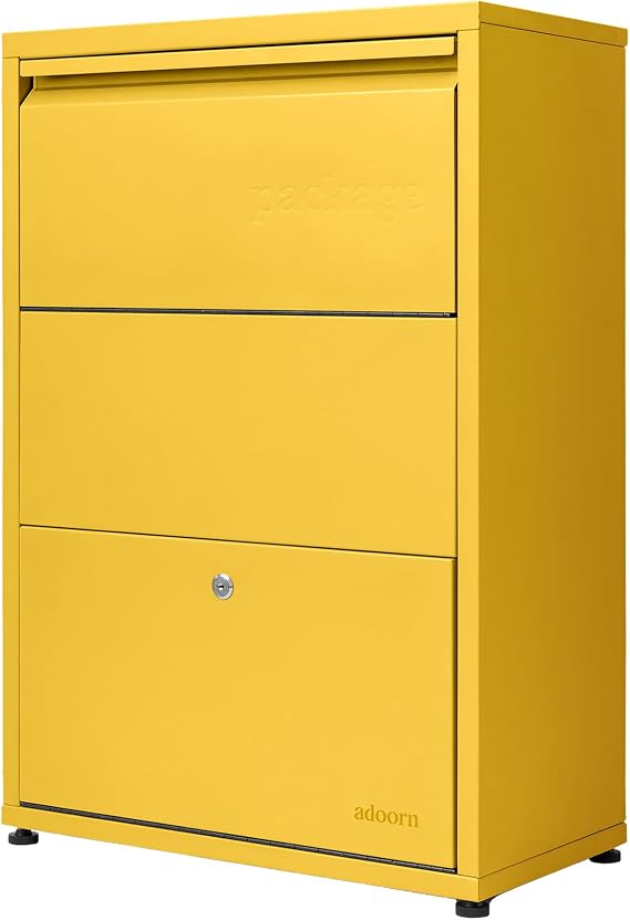 adoorn Modern Large Locking Package Delivery Box for Outside - Curb Yellow