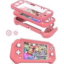 Protective Case for Nintendo Switch Lite, Switch Lite Case with Detachable Screen Protector Cover + Hand Grip Case Compatible with Nintendo Switch Lite 2019, Pink