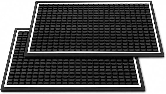 Highball & Chaser Bar Mat 12in x 6in. 1cm Thick Durable and Stylish Bar Mat for Spills, Service Mat for Coffee, Bars, Restaurants CounterTop Dish Drying Mat, Glass Drying Mat (2 pack)