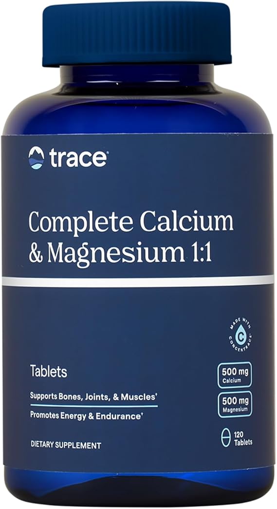 Trace Minerals Cal Mag Supplement, 120 Tablets | Ionic trace minerals blend, Calcium citrate and malate forms, Vitamins C and D, High bioavailability, 2 tablets daily