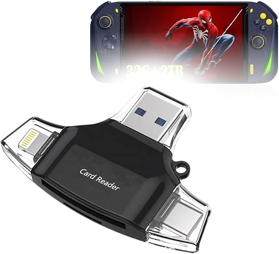 BoxWave Smart Gadget Compatible with AOKZOE A1 - AllReader SD Card Reader, microSD Card Reader SD Compact USB - Jet Black