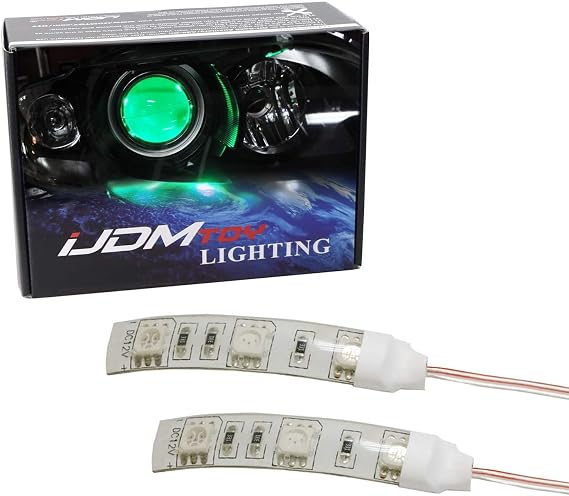 iJDMTOY Green 3-SMD-5050 LED Accent Ambient Lighting Ribbons Compatible with Car Motorcycle Projector Demon Eyes Retrofit