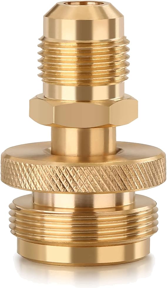 1LB Propane Tank Regulator Adapter Connection to 3/8 Inch Male Flare Thread | 1 Pound Canister Propane Adapter, 100% Solid Brass, Portable Camping Grill Stove Parts for Heaters, Burner, Cooker, Fire Pit