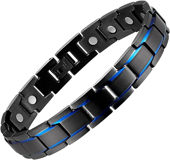 MagEnergy Men's Magnetic Bracelets,Titanium Steel Magnetic Wristband with 3500 Gauss magnets 8.5'' Adjustable with Jewelry Gift Box for Father's Day