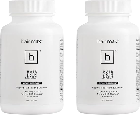 Hairmax Hair, Skin & Nails Dietary Supplement, 2500mcg Biotin, 2-Pack