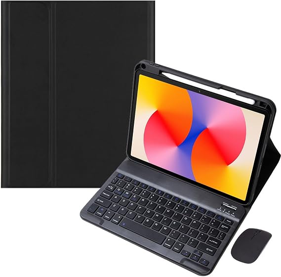 Keyboard Case for Huawei Matepad 11.5S 2024, Magnetic Detachable Wireless Bluetooth Keyboard, Ultra-Thin Multi-Angle Soft TPU Back Cover with Pen Slot and Mouse,Black
