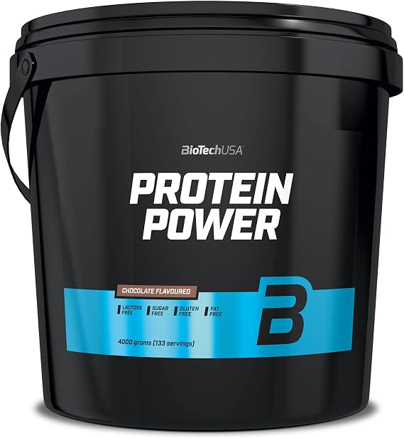 BioTechUSA Protein Power | High Protein, Sugar-Free, Lactose-Free, Gluten-Free | Added Creatine, 4 kg, Chocolate