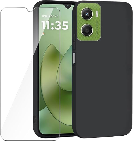 Mobile Phone Case for Motorola Moto G06 Case + 1 Tempered Glass Screen Protector TPU Mobile Phone Case Cover Black