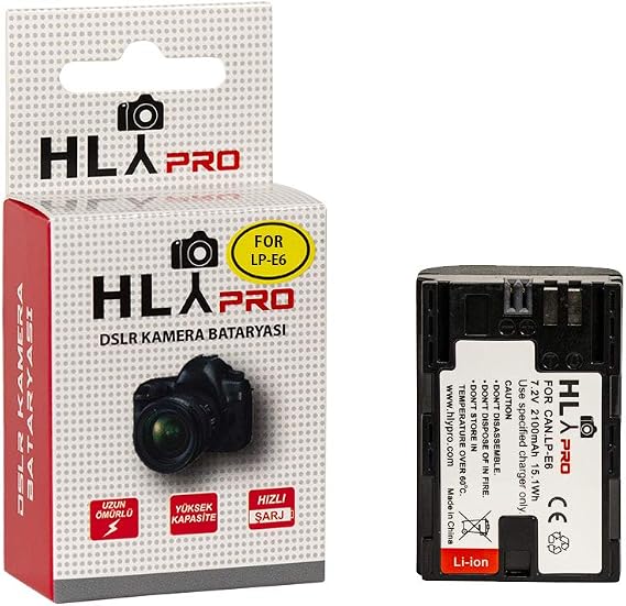 Canon 80D, 70D, 60D, 7D, 7D Mark II, 6D, 6D Mark II, 5D Mark III, IV, EOS-R için Lp-E6 Batarya