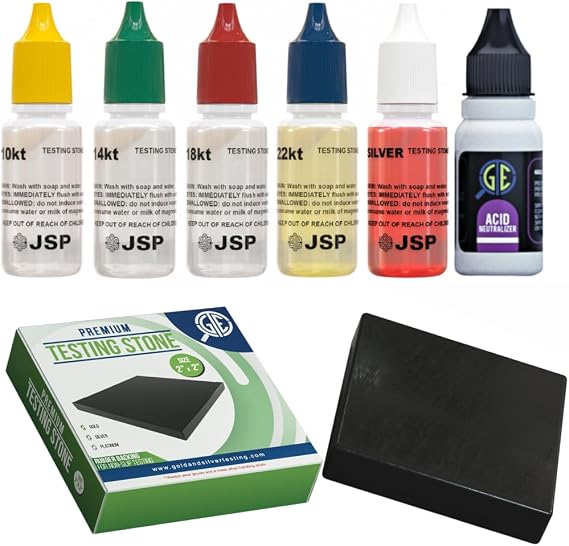 Gold Silver Jewelry Tester Appraisal Kit 10K 14K 18K 22K 24K Test Precious Metals 999 925 with Scrap Stone Testing