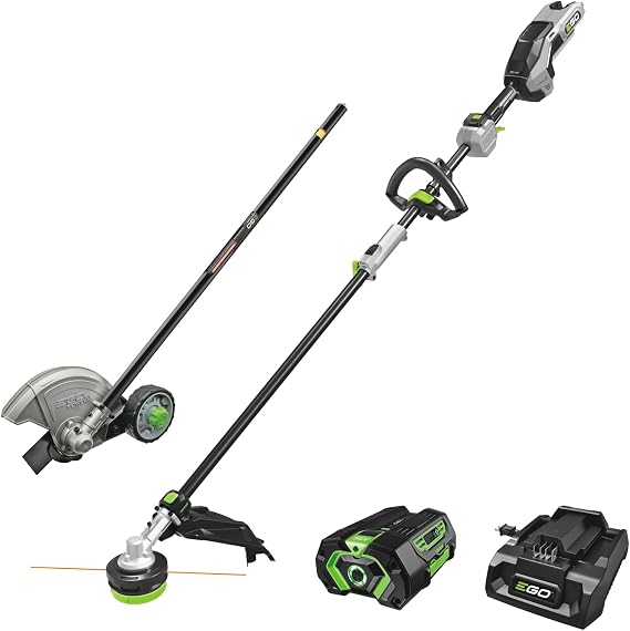 EGO MHC1603 Multi-Head Combo Kit 16-Inch 56-Volt Carbon Fiber String Trimmer with POWERLOADTM & 8-Inch Carbon Fiber Edger Attachment & 56-Volt Power Head, 4.0Ah Battery and 320W Charger Included