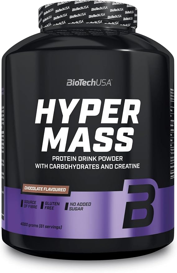 BioTechUSA Hyper Mass - Mass Gainer with Carbs & Protein Blend | Micronised Creatine | Gluten-Free, 4 kg, Chocolate