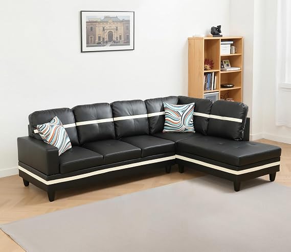 Sectional Couches for Living Room Set,Leather Sectional Sofa L Shape Couch with Chaise for Living Room/Apartment/Office(Black)