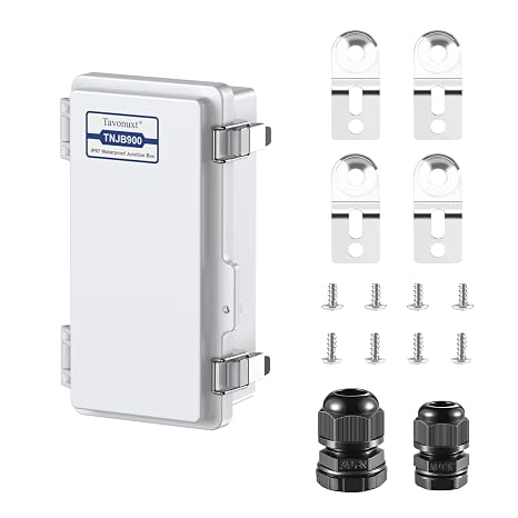 IP67 Waterproof Electrical Junction Box (Grey Cover), Outdoor ABS Plastic Enclosure with Hinged Lid, Mounting Plate & Wall Mount Brackets, Weatherproof Dustproof Project Box (5.9"3.9"2.8")