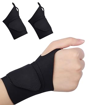 2 Pieces 0.35" Ultra Thin Compression Wrist Brace for Carpal Tunnel, Adjustable Arthritis Wrist Wraps, Left and Right Hand Wrist Support Brace Guard for Endonitis Sprain Pain Relief (2, Black)