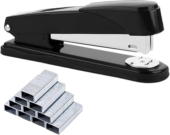 ASNOMY Heavy Duty Stapler with Box of 1000 24/6mm Staples (50 Sheet Capacity), Office Stapler and Staples Set for Paper (Black)
