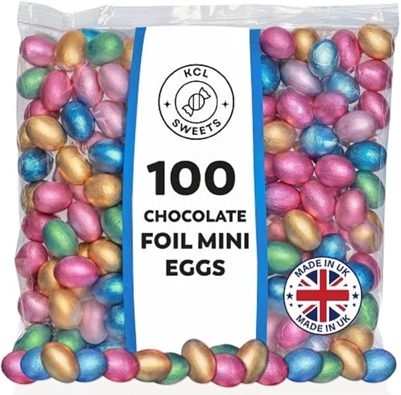 Foil Chocolate Mini Eggs - Pack of 100 Mixed Colour