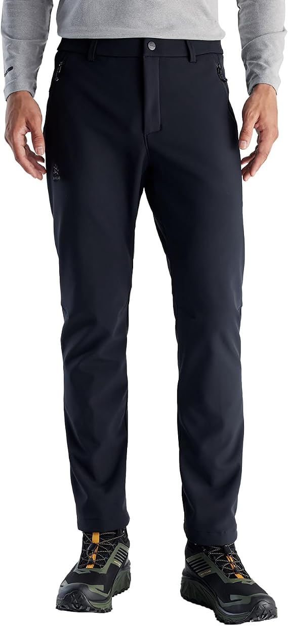 KAILAS Men's Softshell Pants Fleece Lined Hiking Winter Windproof Tactical Outdoor Snow Ski Work Pants Relaxed Fit Black