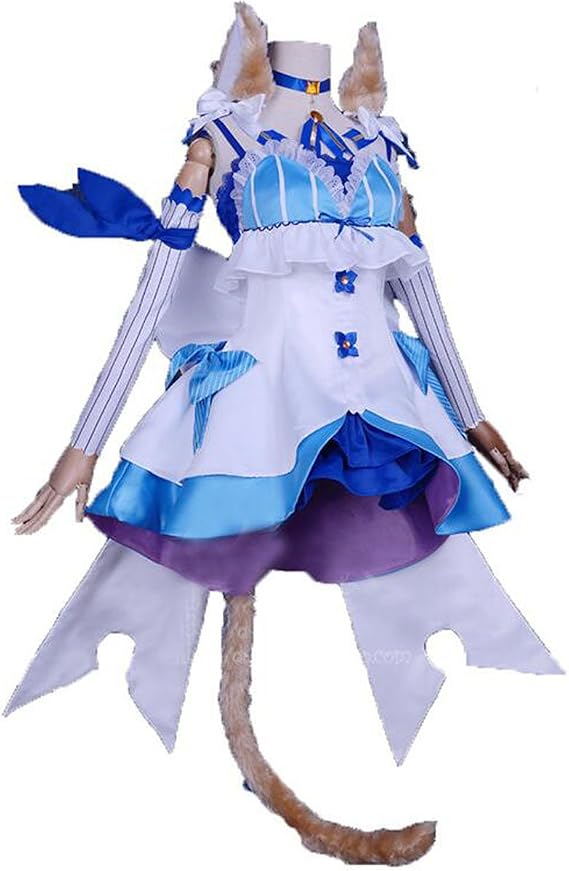 Poetic Walk Anime Womens Maid Dress Lolita Princess Dress Uniform Cat Tail Suit Cosplay Costume