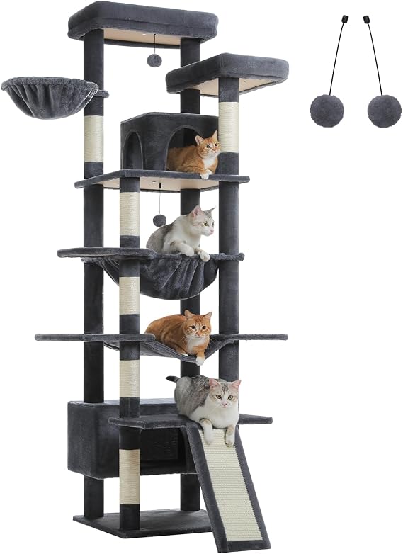 81" Tall Cat Tree for Indoor Cats Large Adult,Multi-Level Cat Tower