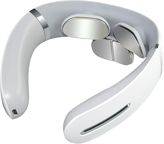 Electric Neck Massager, Portable Massage Tool, Lightweight Cordless Massager for Women Men, Neck Relaxation Gift, White