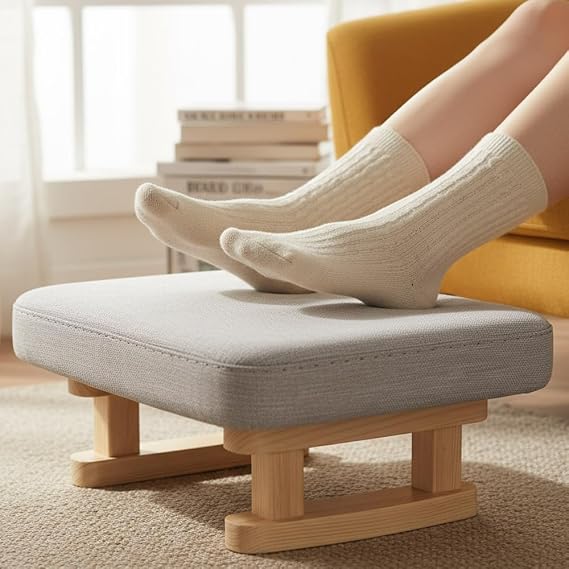 Small Footstool Ottoman with Stable Wooden Legs,Pouffe Footstools,Modern Furniture Foot Stools,Contemporary Foot Stool for Living Room,Bedroom,Sofa Area,Office,Hallway(Light Gray)